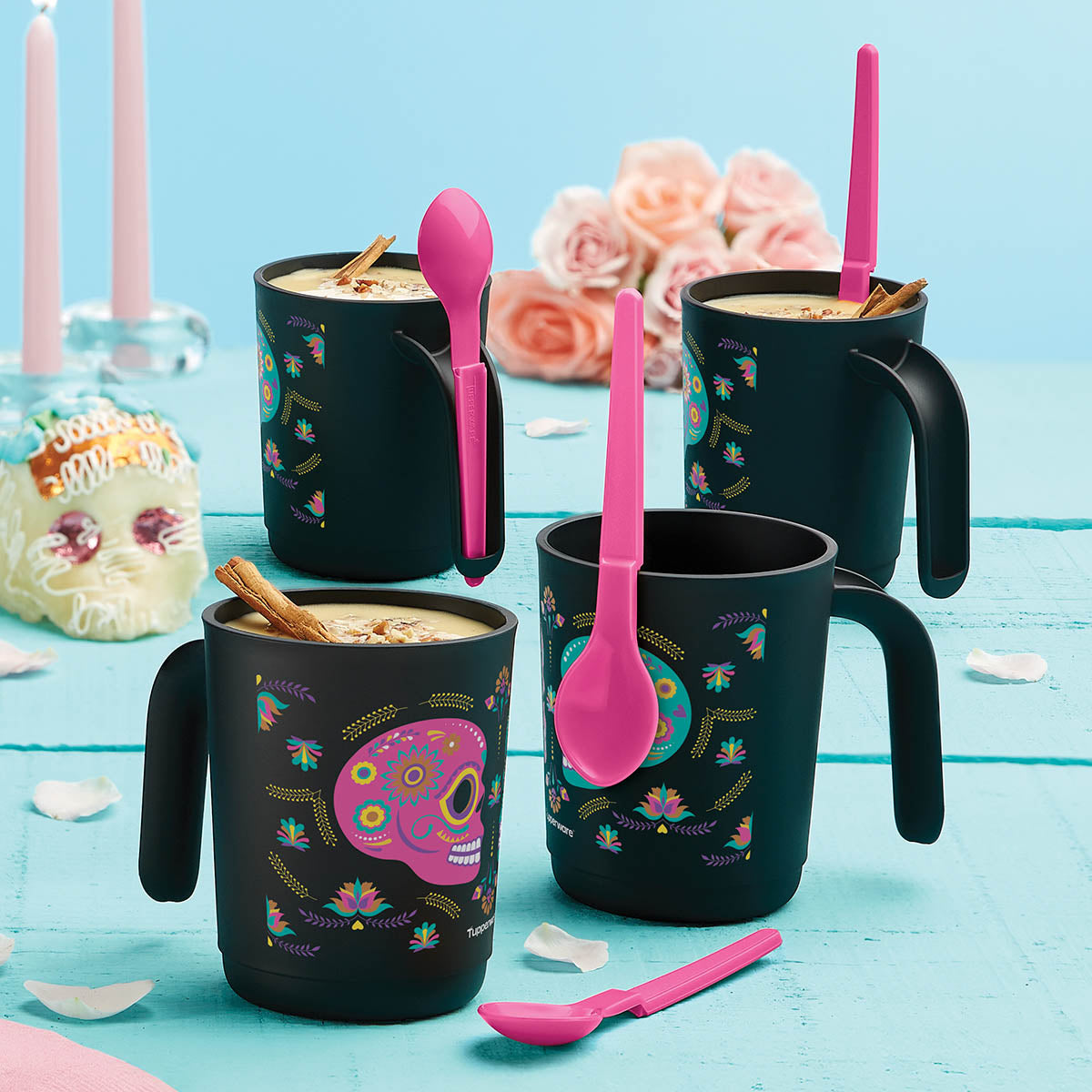 Tupperware® Dia De Los Muertos Mug Set with Hang-On Spoons | Set of 4