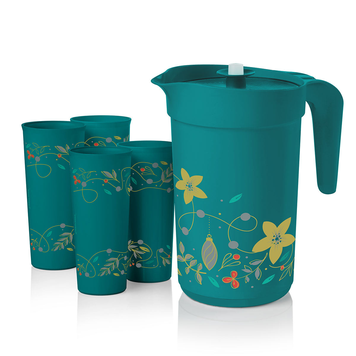Tupperware® Holiday Holly Pitcher & Tumbler Set | Festive Drinkware Set